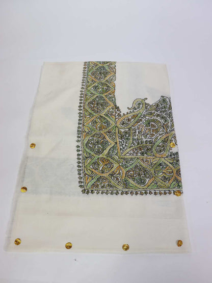Sharjah Mens MP Pashmina Headscarf With Kashmiri Hand Sozni Embroidery