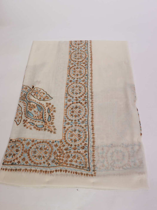 Arabic Headscarf from Kashmir in MP Pashmina with Hand Sozni Embroidery | Amir