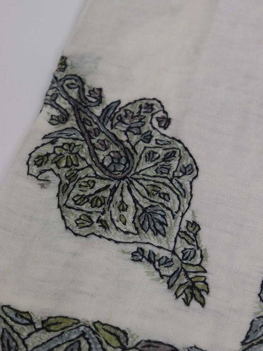 Kashmiri Work Rumaal Headscarf in MP Pashmina with Hand Sozni