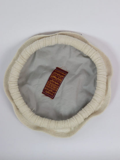 Original Off White Floral Afghani Pakol Cap | Handmade Pathani Hat