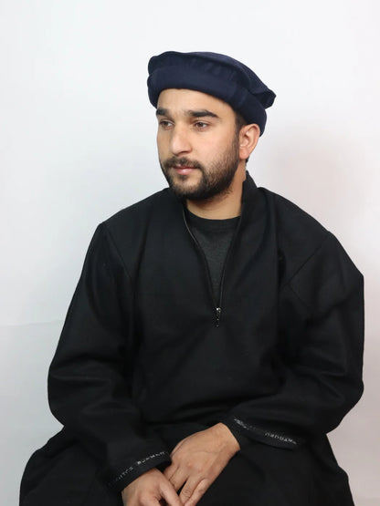 Navy blue Pashtun Pakol Topi | Handmade Afgani Cap