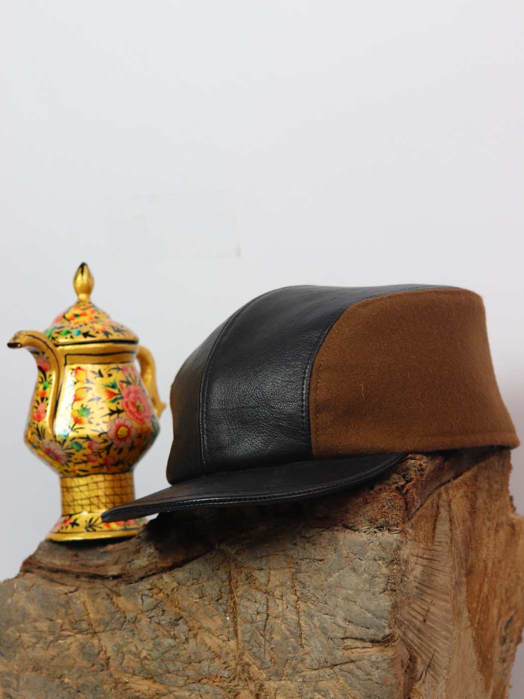 Leather and Tweed Black and Brown Pick | Baseball Cap