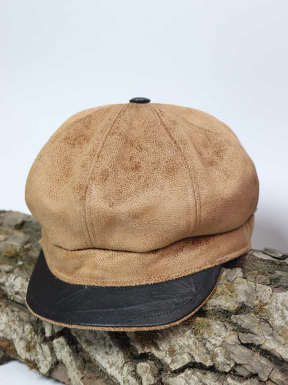 pure leather cap with sozni embroidery 