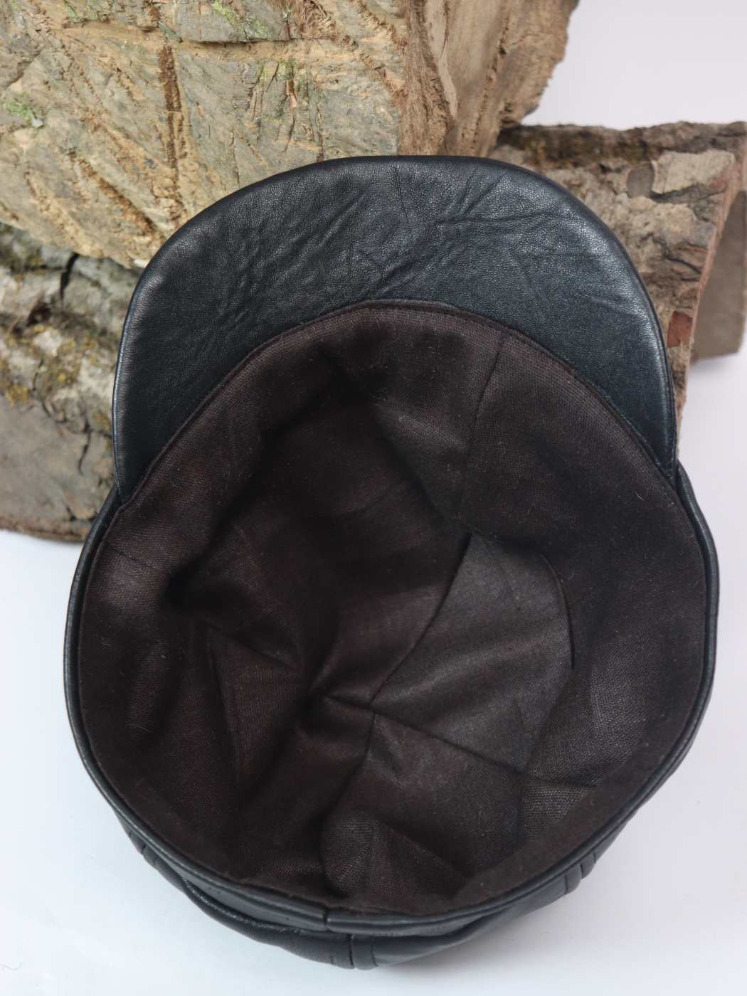 Baseball Cap | Pick in Black Pure Leather and Tweed