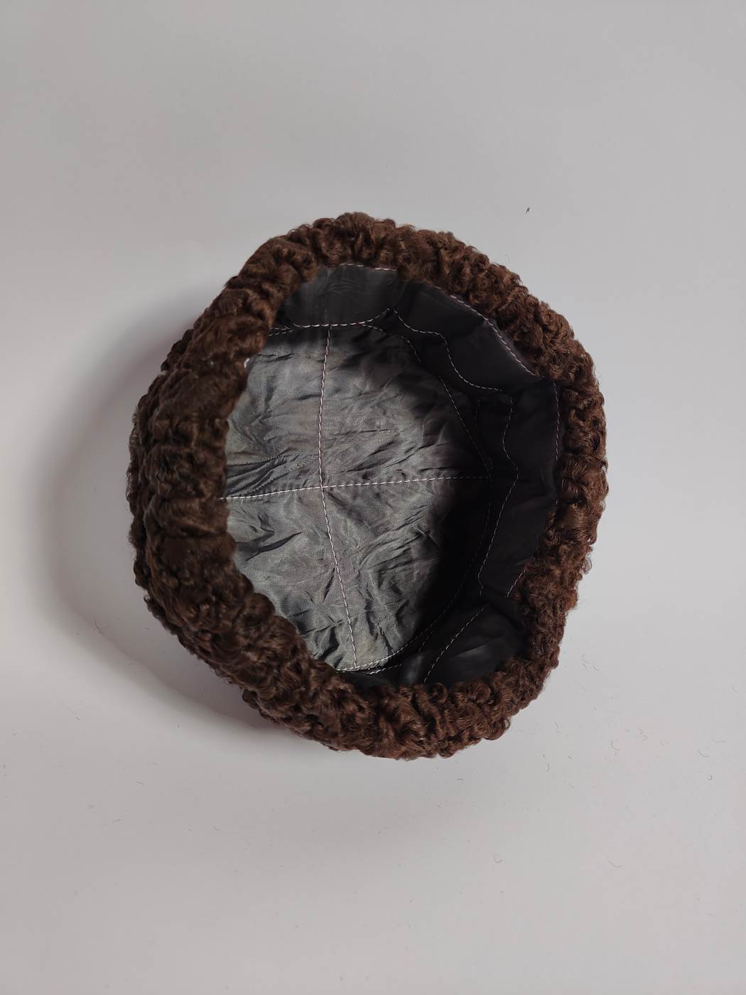 Dark Brown Karakul Cap |  Beanie Cap With Natural Fur