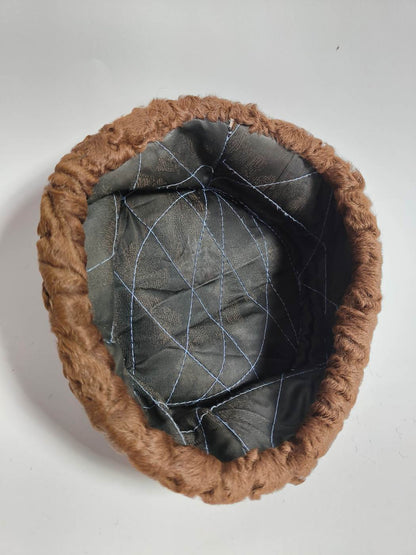 Dark Brown Karakul Cap | Natural Fur Beanie Cap