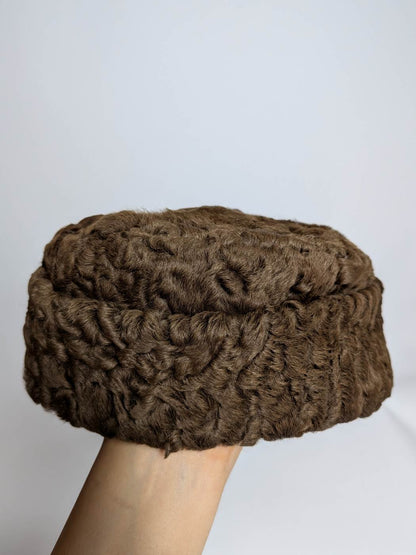 Dark Brown Karakul Cap | Natural Fur Beanie Cap