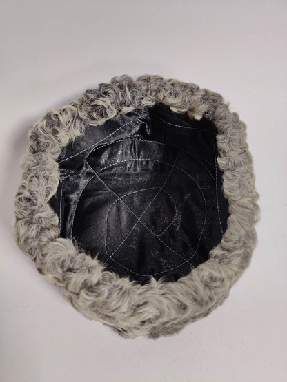 Grey Karakul Cap | Beanie Cap With Natural Fur