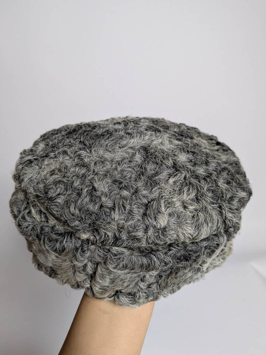 Grey Karakul Cap | Beanie Cap With Natural Fur
