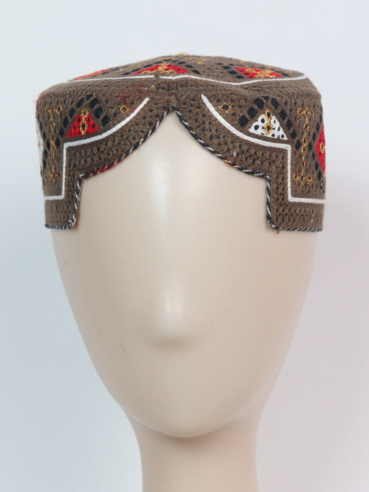 Traditional Brown Sindhi Cap | Topi With Embroidery Saleem