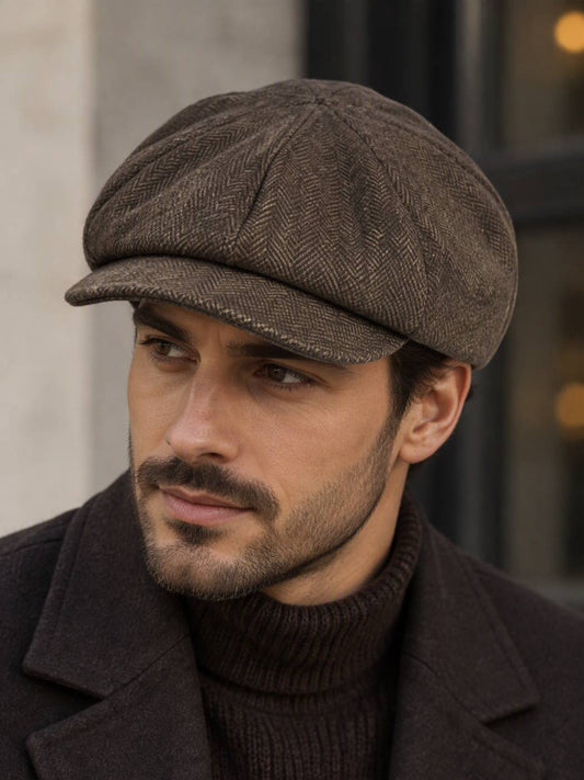 French Tweed Newsboy Cap in Peaky Blinders Style | Brownish Lines