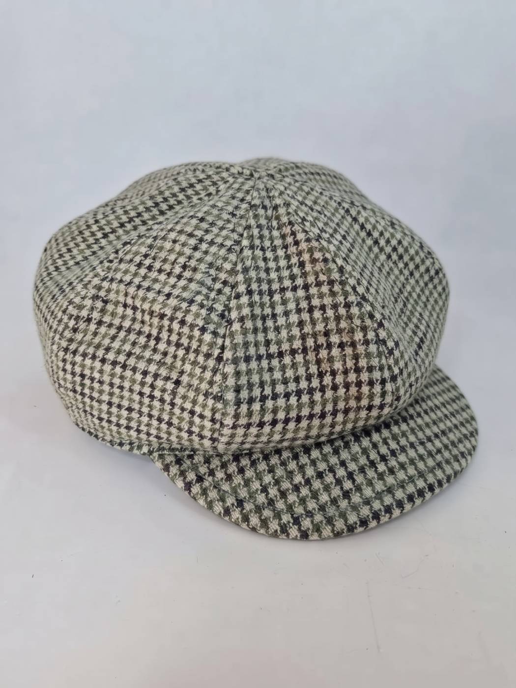 Newsboy Baggy Cap in Tweed Wool | Green White