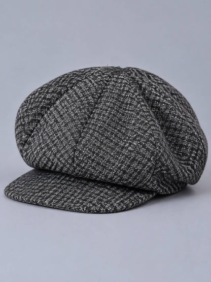 Oversized Newsboy Baggy Cap | Stylish Greyish Black Stripes