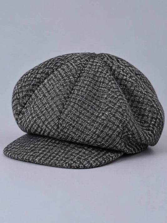 Oversized Newsboy Baggy Cap | Stylish Greyish Black Stripes