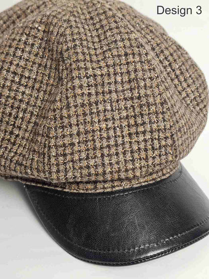 brown colour baggy tweed cap