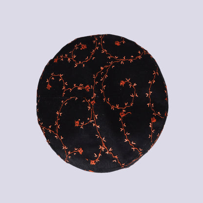 Black Toosha with Hand Sozni Embroidery Topi | Cap