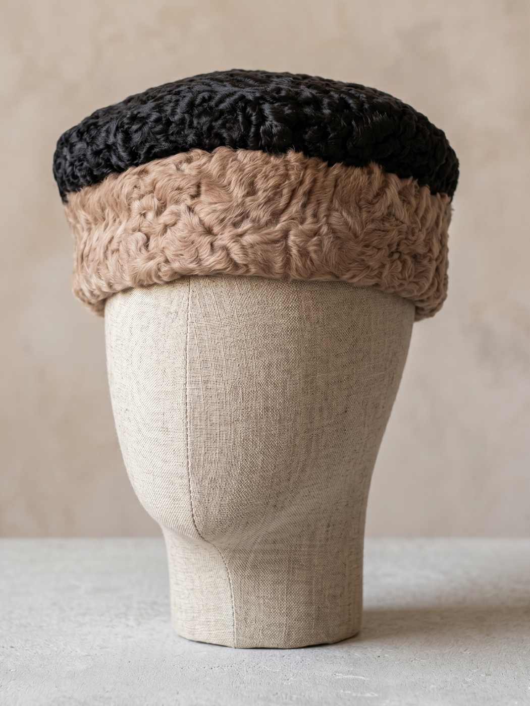 black and golden fur cap