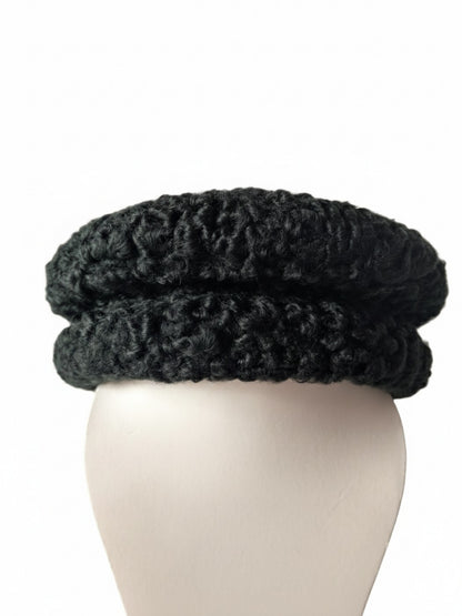 karakul cap in black with fur