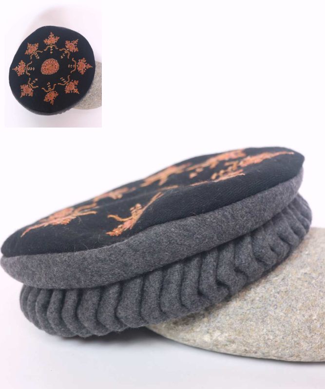 Afghani Latest Black Stylish Pakol Cap with Hand Sozni Embroidery