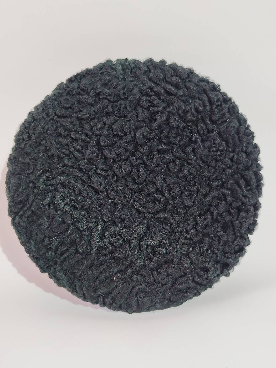 Premium and Elite Black Round Karakul Cap | Handmade Fur Wool Cap