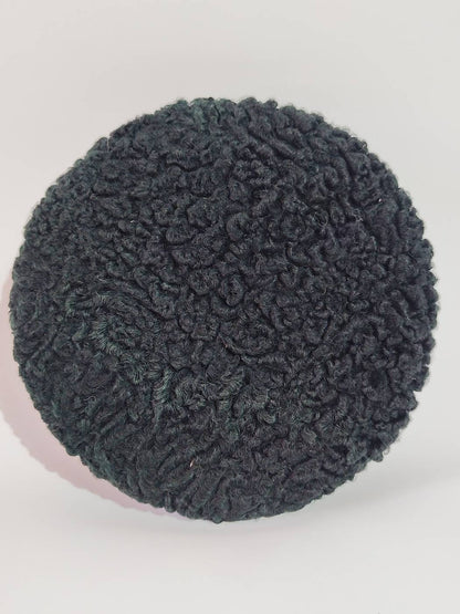 Premium and Elite Black Round Karakul Cap | Handmade Fur Wool Cap