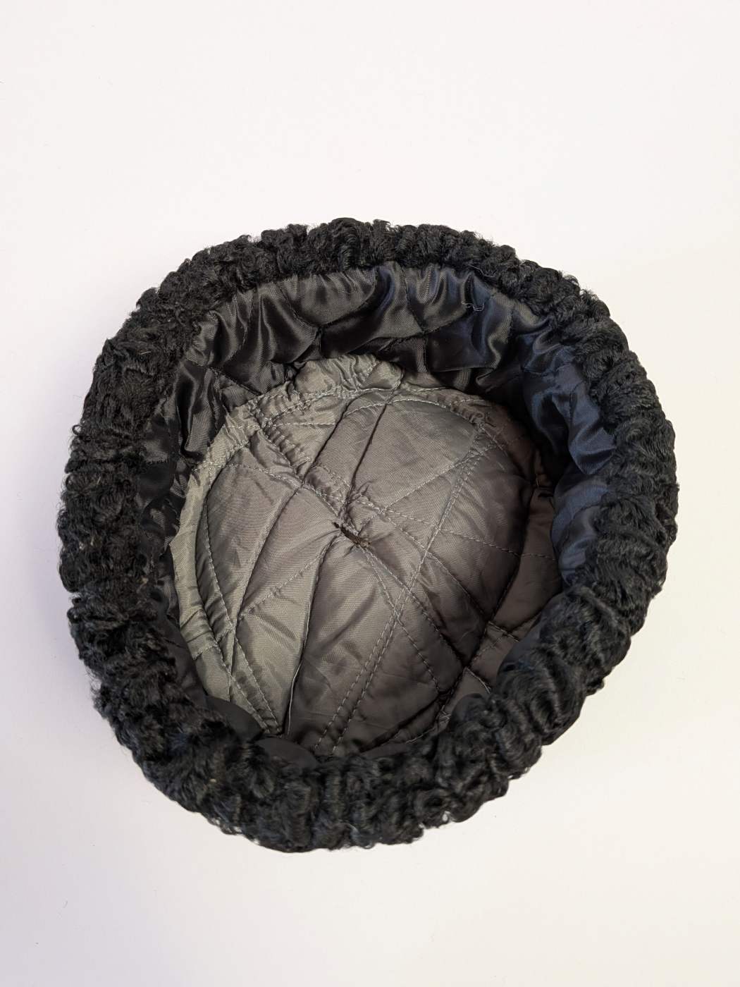 Black Genuine Leather Cap With Natural Karakul Fur Brim | 6 Panel Design