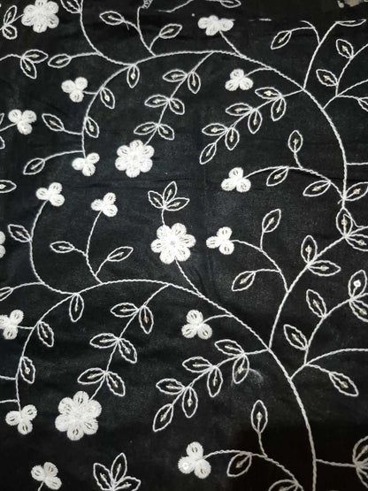 Premium Black Cotton Cap for Summer in Floral Embroidery