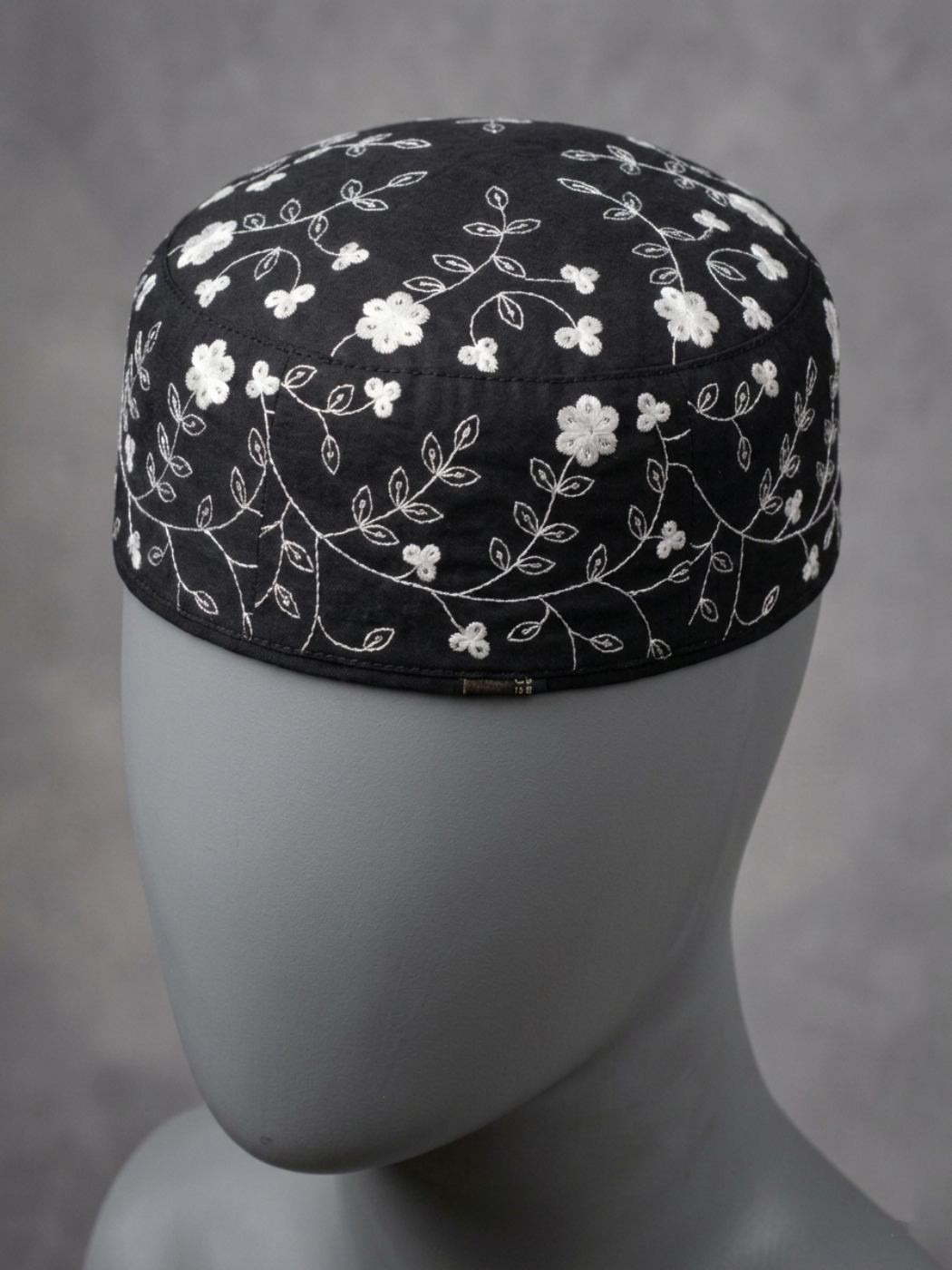 Premium Black Cotton Cap for Summer in Floral Embroidery