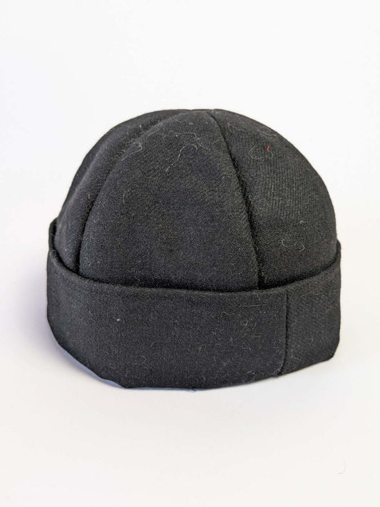 Black Beanie Cap | Tweed Wool | Handmade Skull Hat