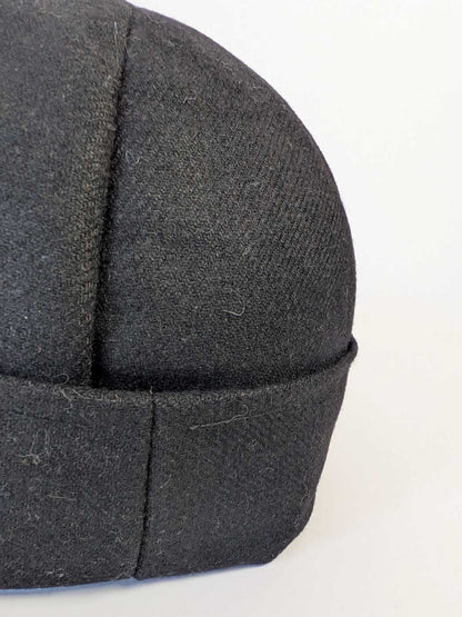 Black Beanie Cap | Tweed Wool | Handmade Skull Hat