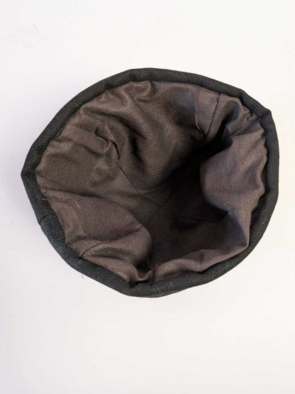 Black Beanie Cap | Tweed Wool | Handmade Skull Hat