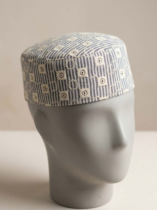 Blue Pure Cotton Cap for Men in White Box Design