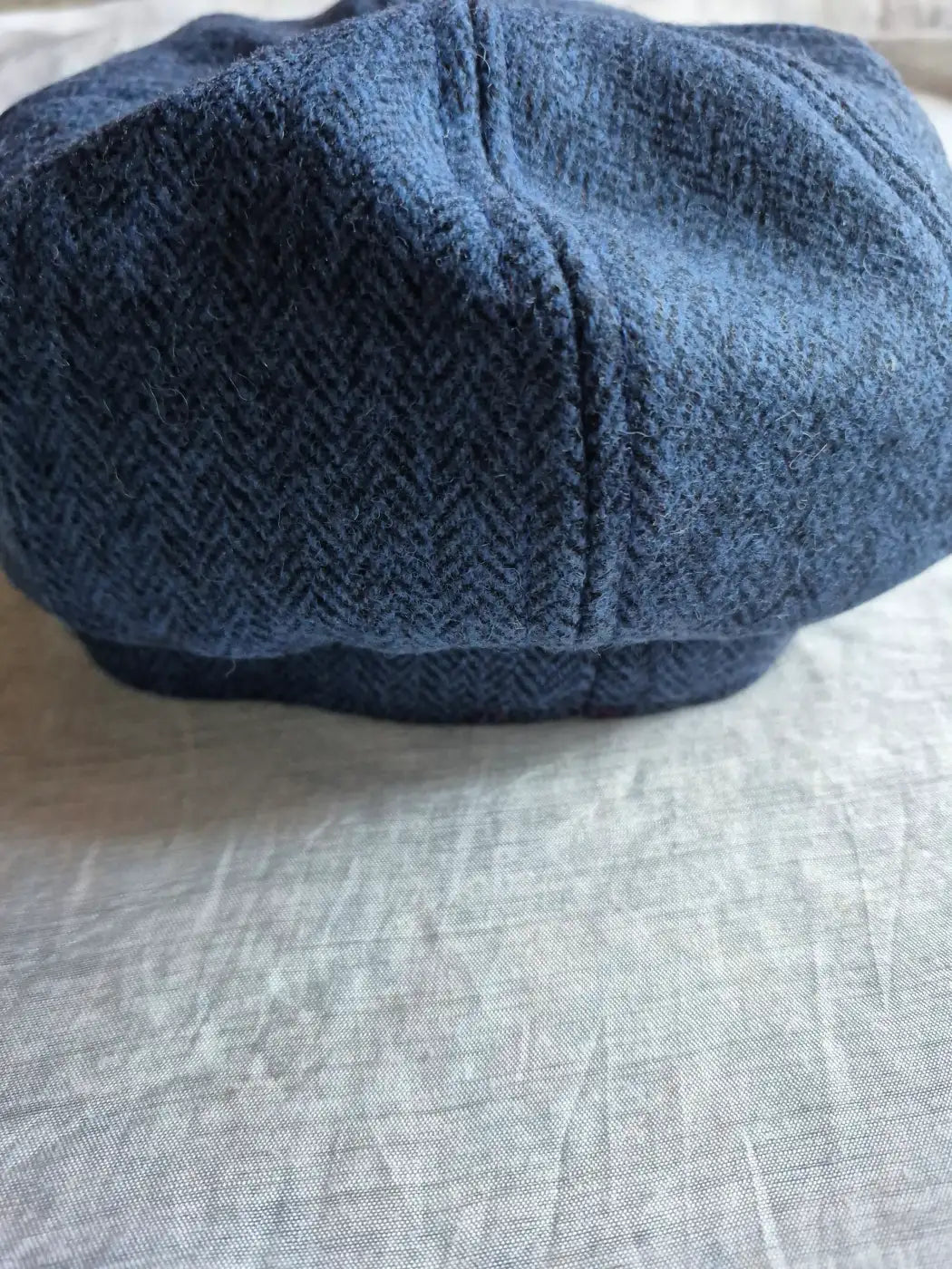 French Baggy Cap Made with Premium Handloom Tweed Fabric | Blue