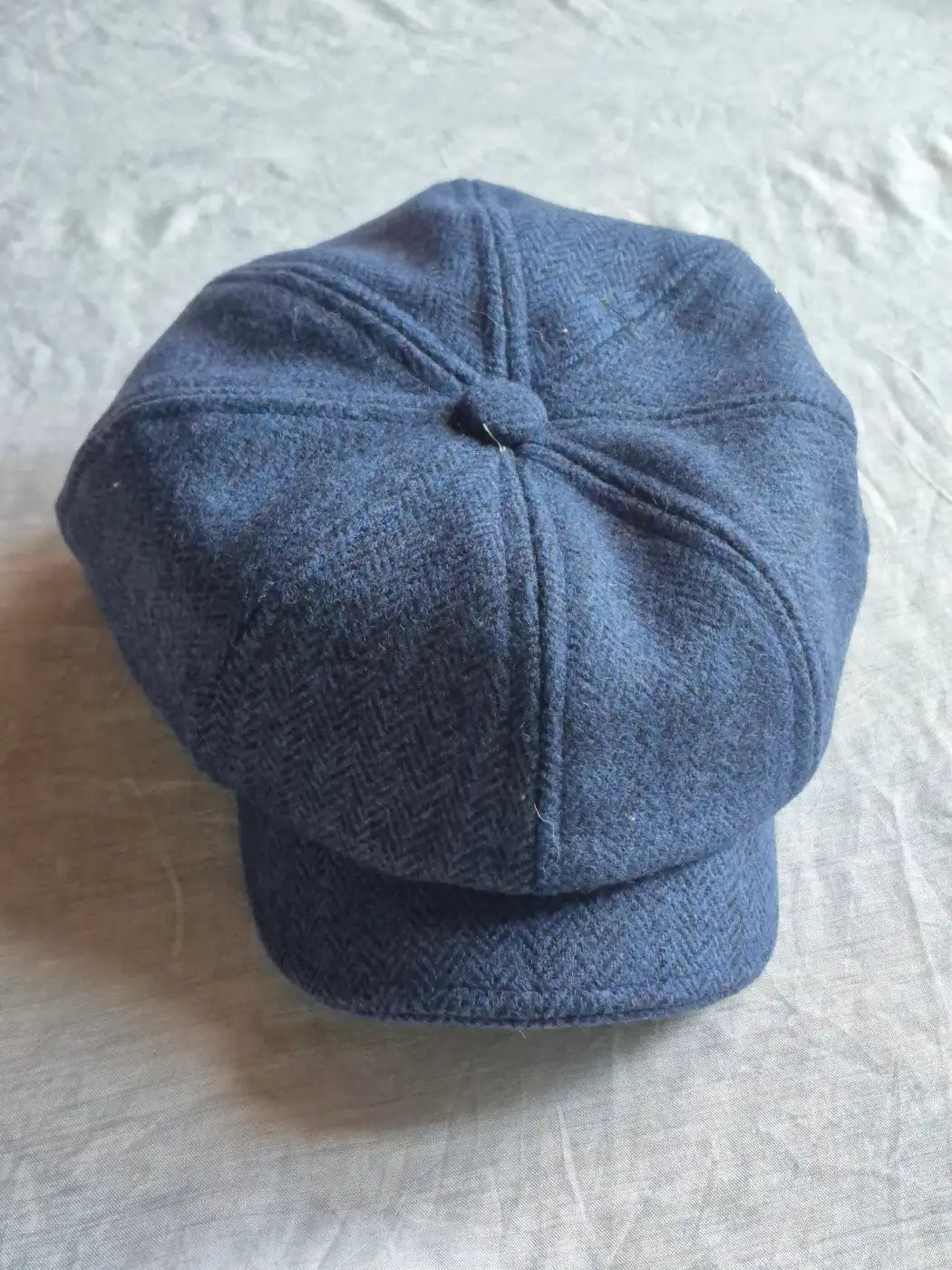 French Baggy Cap Made with Premium Handloom Tweed Fabric | Blue