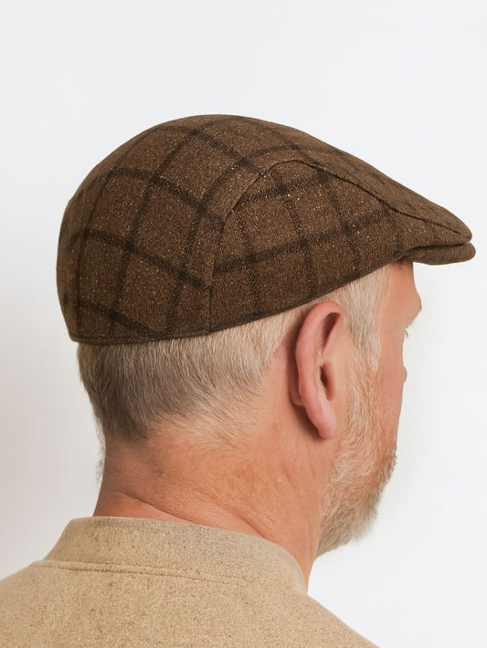 Brown Stripes Golf Flat Tweed Cap