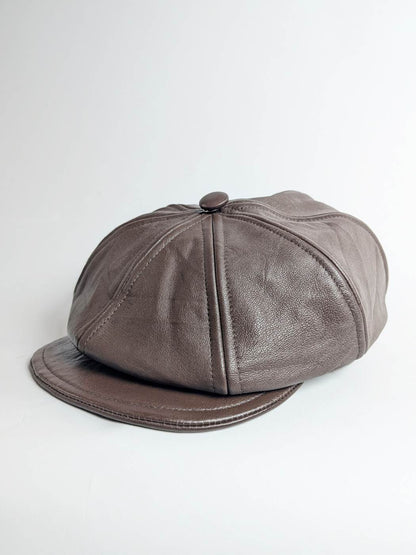 french cap in brown leather 