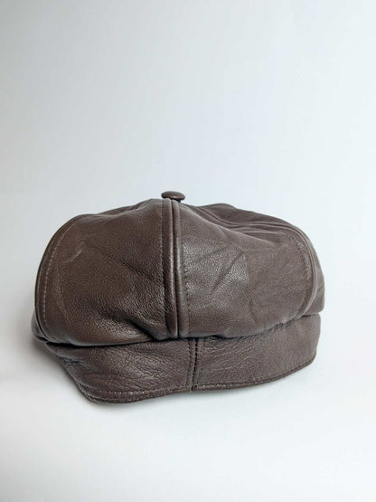 brown french Cap in leather 