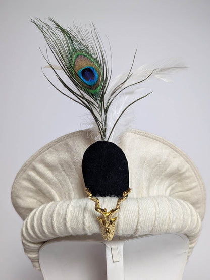 Premium Pakol Chitrali Cap with Feather Morepankh and Traditional Markhor