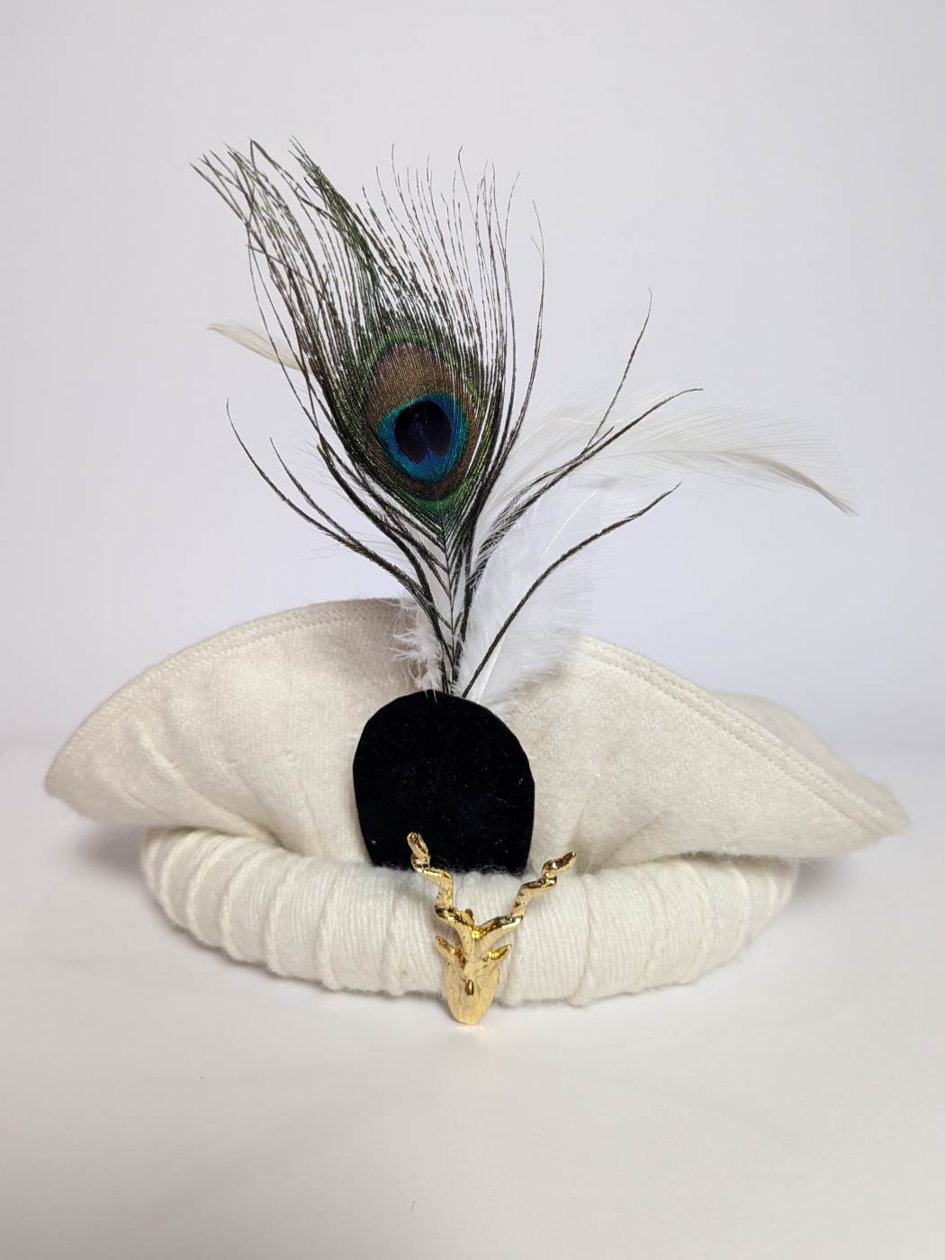 Premium Pakol Chitrali Cap with Feather Morepankh and Traditional Markhor