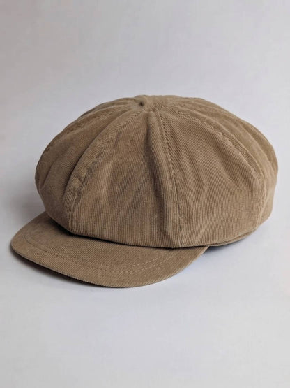 Golden Corduroy Newsboy Baggy Cap | Stylish and Unique
