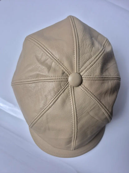 Leather French Baggy Cap in Newsboy Style