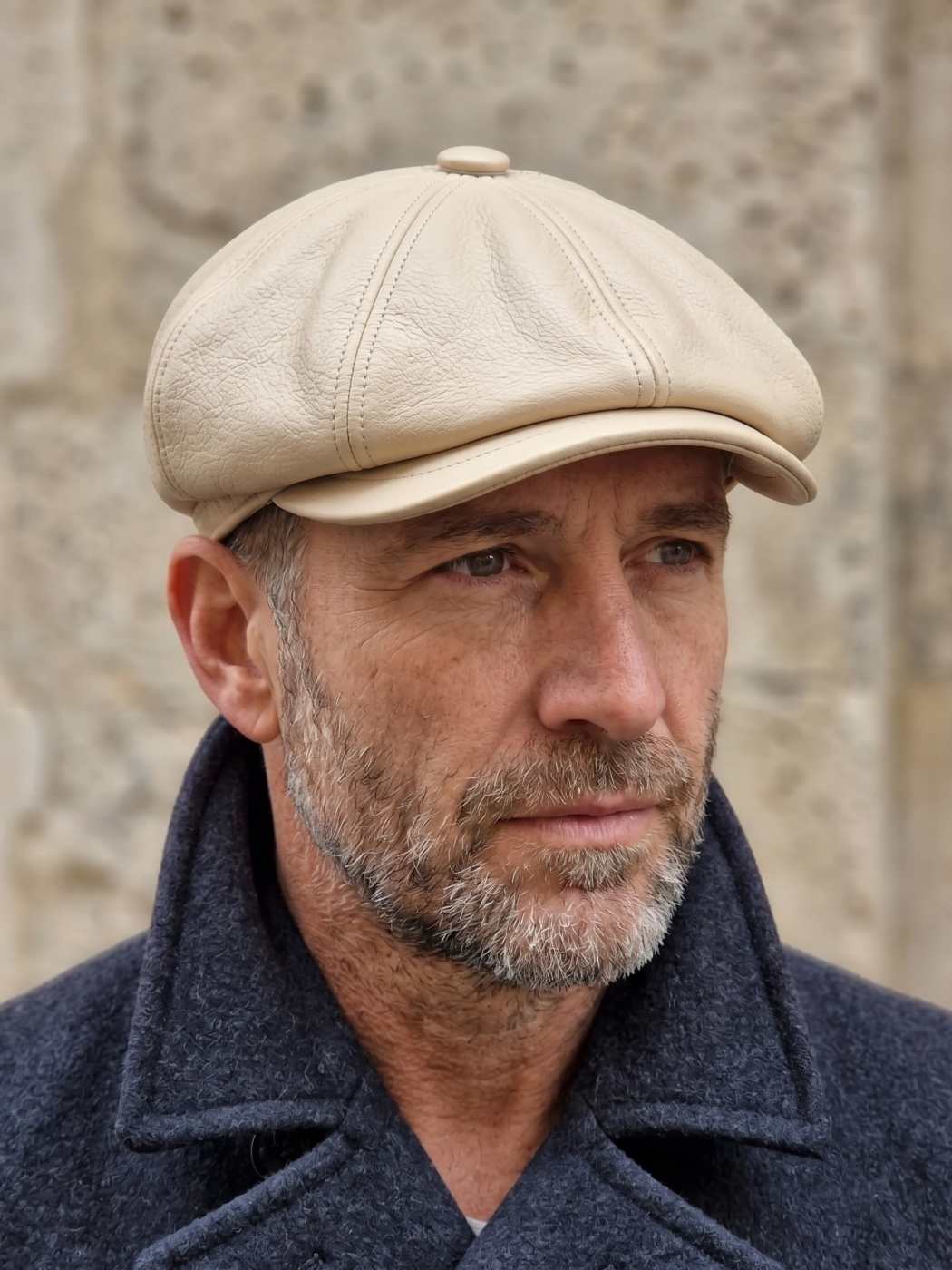 Leather Cap in Newsboy French Baggy Style
