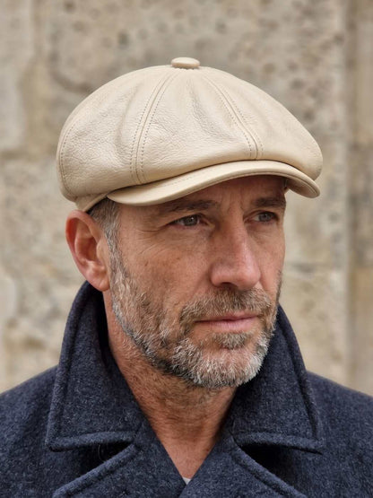 Leather Cap in Newsboy French Baggy Style