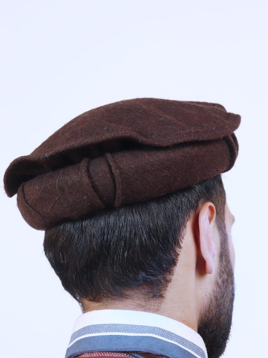 Dark Brown Pakol Cap – Handmade Afghani Peshwari Style Hat