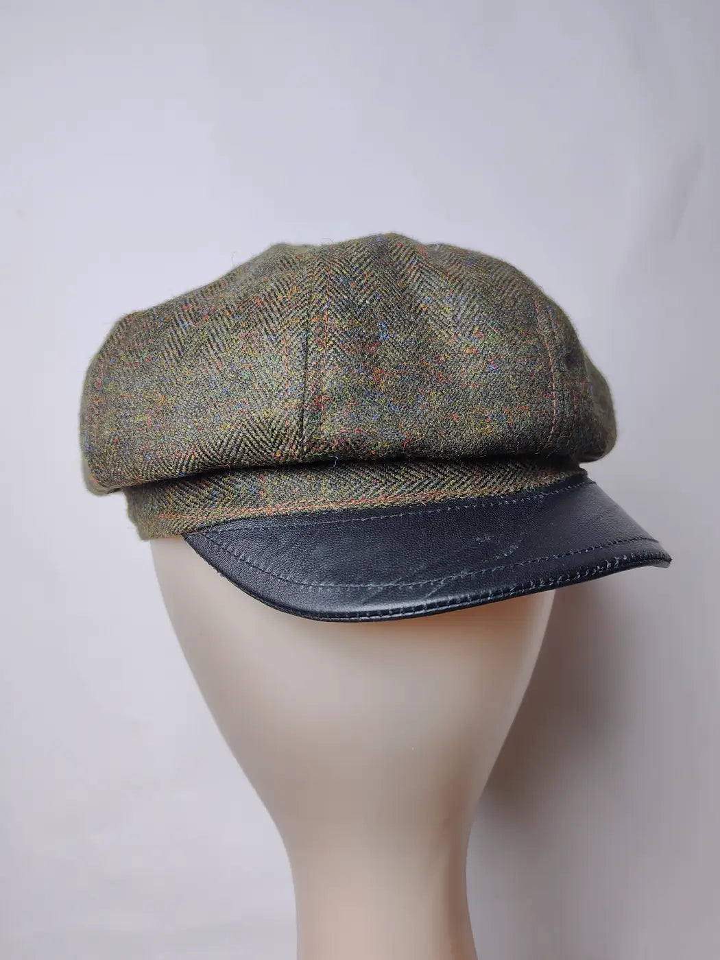 Green 8 Panel Tweed Cap in Baggy Style | Newsboy Hat
