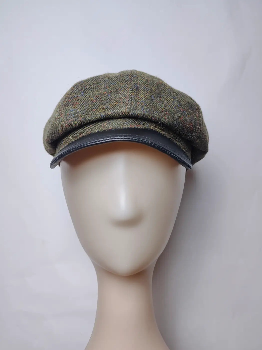 Green 8 Panel Tweed Cap in Baggy Style | Newsboy Hat