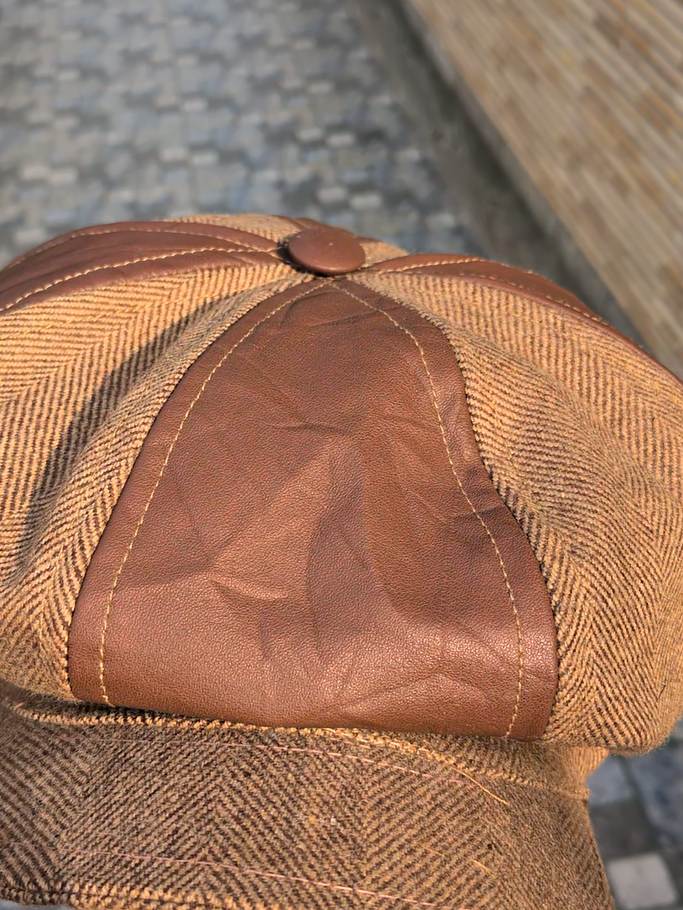 French Flat Beret Cap | Genuine Leather and Wool