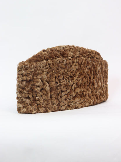 Premium Golden Brown Karakul Cap | Traditional Wool Hat