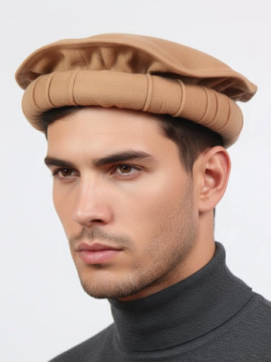 Golden Afgani Cap – Handmade Pashtun Pakol Topi