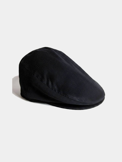 black flat golf cap in cordrouy fabric